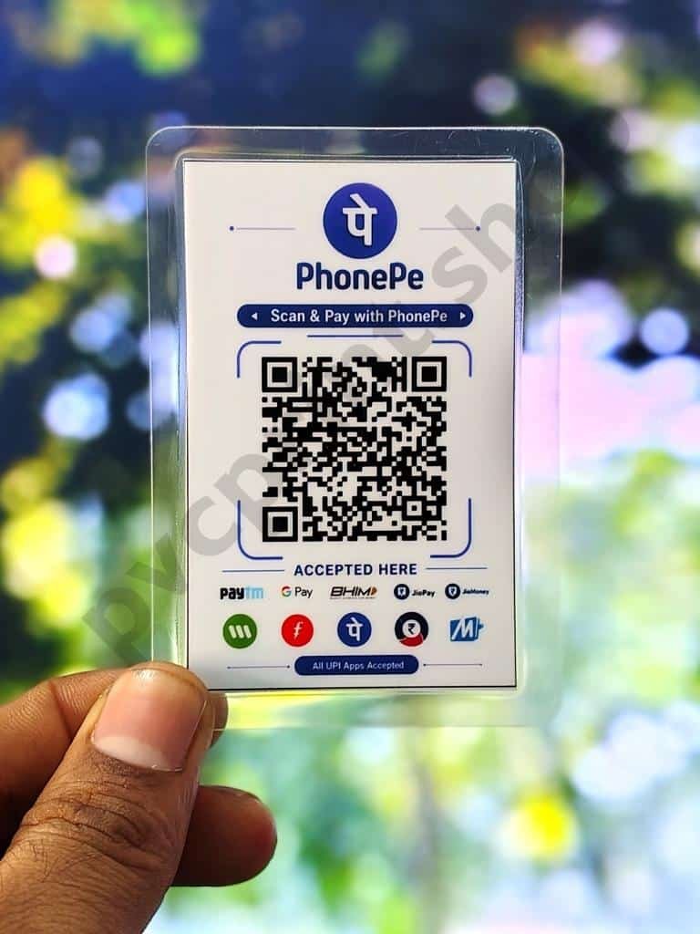 PhonePe QR Code Liminated Card